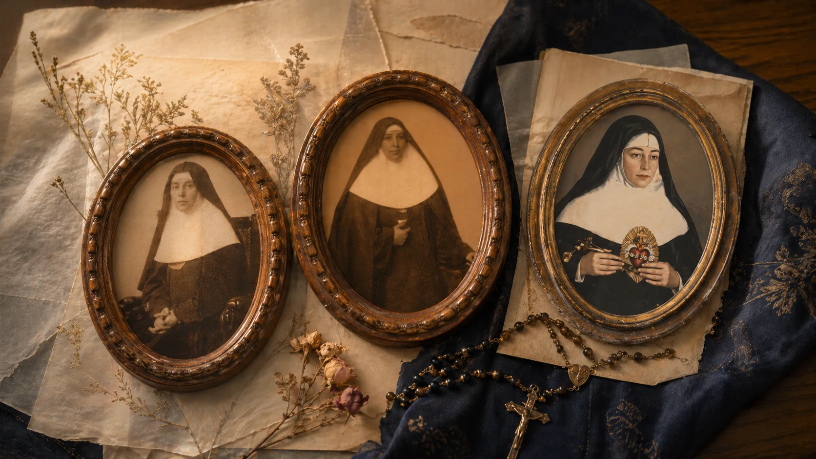 Composição artística de retratos históricos da Congregação